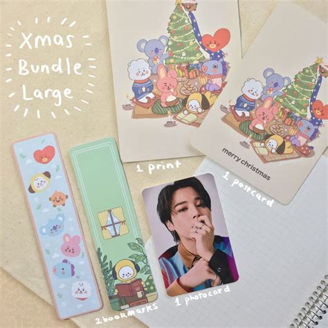 Bts Bt21 Christmas Themed Print And Postcard Etsy