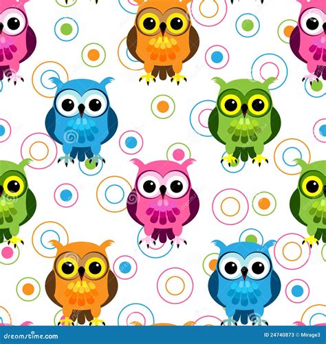 Seamless Owl Pattern Stock Vector Illustration Of Bird 24740873