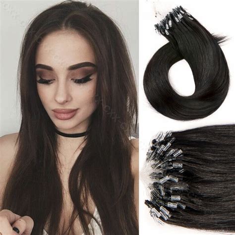 200PCS Thick Micro Ring Loop Tip Remy Human Hair Extensions Micro Bead