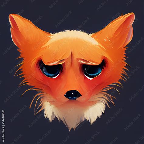 Sad Red Fox Icon Emotional Muzzle Fox Sad Emotion Digital Illustration Stock Illustration