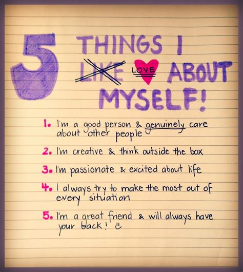 Ask Yourself What Are 5 Things That You Love About Yourself And Write