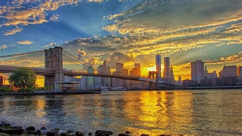 Bridges Brooklyn Bridge Sunrise Beautiful New York Sky Wallpaper Wide