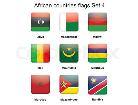 Buttons With African Countries Flags Set 4 Stock Vector Colourbox