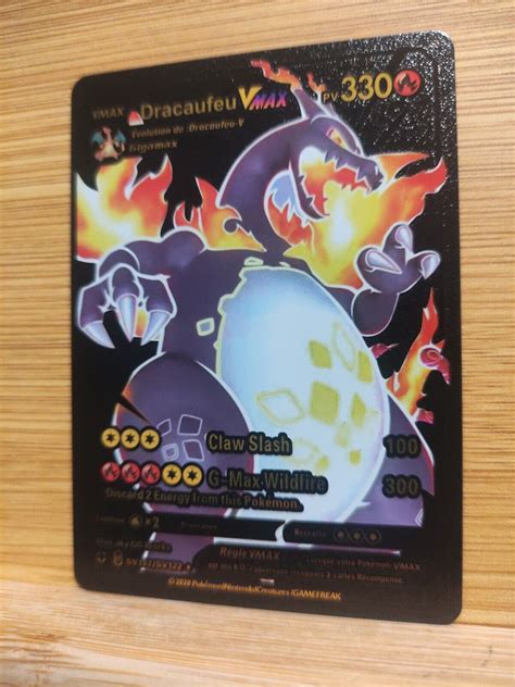 Mavin Dracaufeu Vmax Pokemon Card Black And Gold Foil Fan Art Card