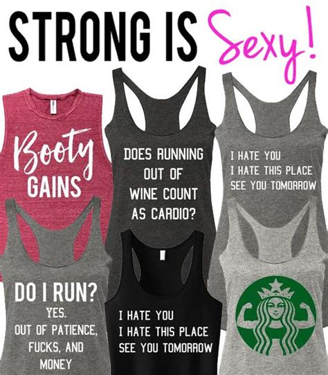 strength muscle and confidence is sexy commit to be fit with some cool new workout tanks