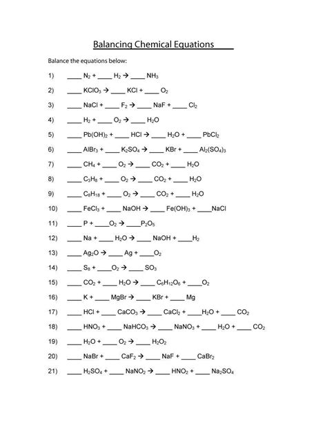 Https://tommynaija.com/worksheet/balancing Chemical Equations Worksheet 1 Answers