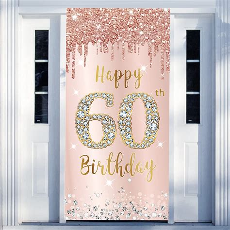 Buy 60th Birthday Door Banner Decorations For Women Pink Rose Gold