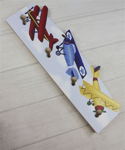 Up Up And Away Little Airplanes Wooden Clothes Peg Rack For