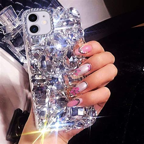 3d Glitter Bling Diamond Crystal Rhinestone Clear Cell Phone Cases For