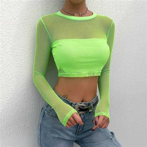 Neon Green Mesh Top In 2020 Neon Outfits Aesthetic Clothes Festival