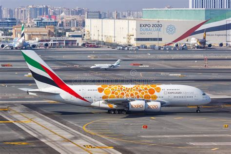 Emirates Airbus A380 Airplane Dubai Airport In The United Arab Emirates