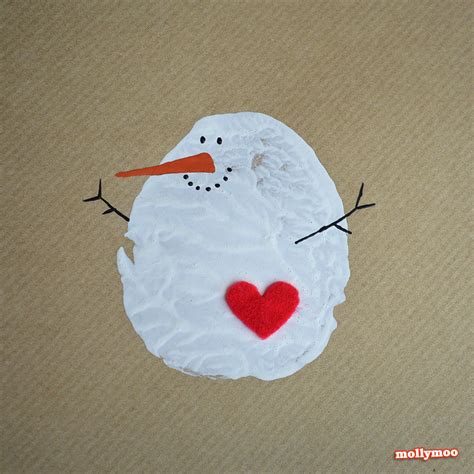 Available in 5 x 7 flat or folded and 4 x 8 flat MollyMooCrafts DIY Christmas Cards - potato printed snowman