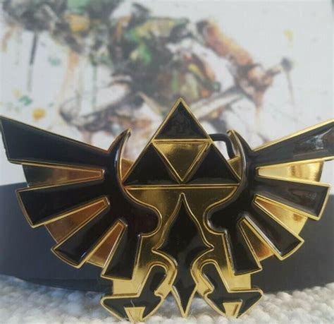 nintendo legend of zelda triforce beltandbuckle gold w black enamel reversible ebay