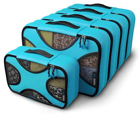 Shacke Pak 5 Set Packing Cubes Mediumsmall Luggage Aqua Teal Ebay