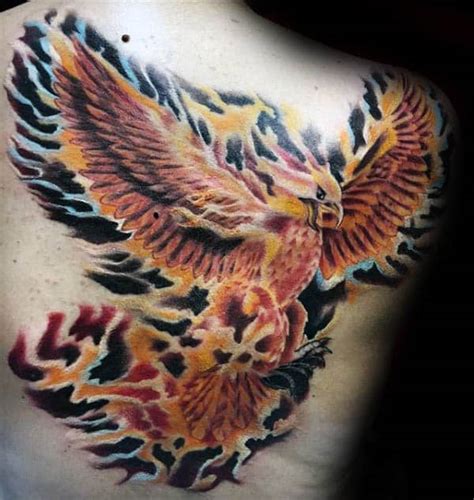 40 Phoenix Back Tattoo Designs For Men Flaming Bird Ideas