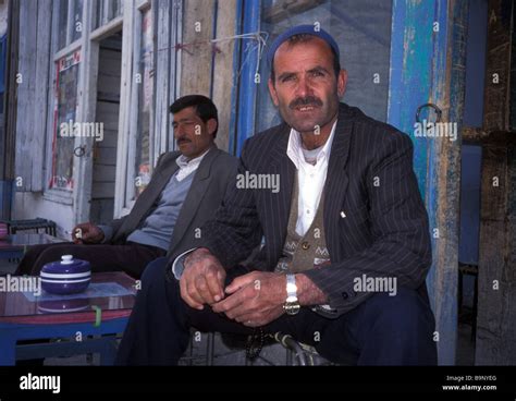Turkish Kurd Men Sitting Outside Kurdish Tea House Turkey Stock Photo Alamy