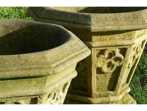 Pair Weathered Stone Planters Holloways Garden Ornaments