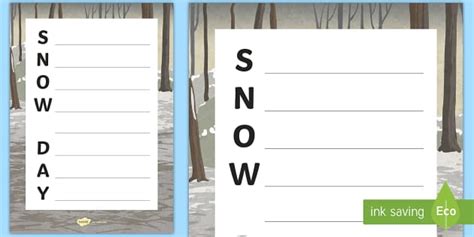 Ks2 Snow Day Acrostic Poem Writing Worksheet Twinkl