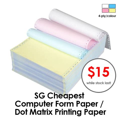 Sg Cheapest Computer Form Paper Dot Matrix Printing Paper 4 Ply