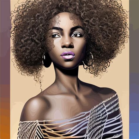 Premium Vector Black Afro African American Girl Woman Lady Vector Illustration Portrait Head