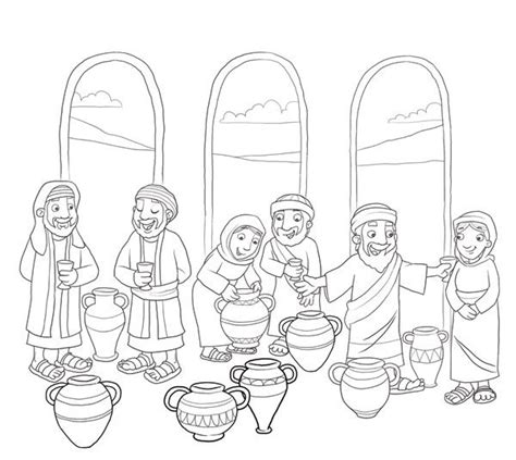 Download now (png format) my safe download promise. Jesus turns water into wine - Coloring Page - SundaySchoolist