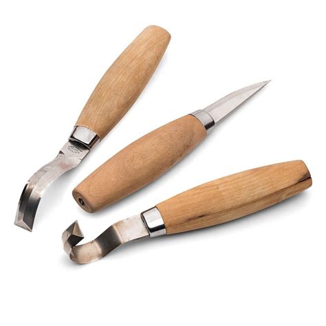 Complete Set Of Three Spoon Carving Tools Sweedish Steel And Hardwood