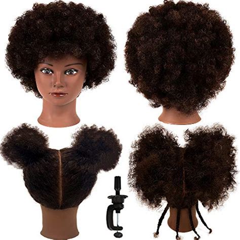 African American Mannequin Head With 100 Human Hair Kinky Curly Hair Hairdresser Practice