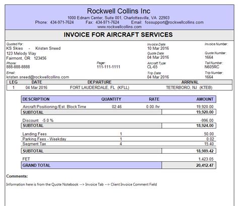 Contract Pilot Invoice Template