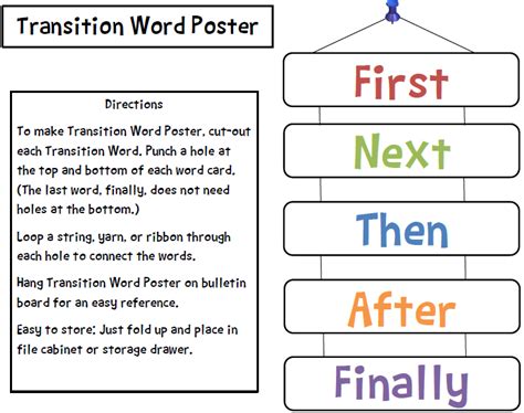 Teachers Take Out Freebie Make A Transition Words Poster