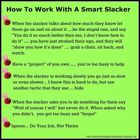 How To Work With A Smart Slacker Funny Quotes Work Humor Funny