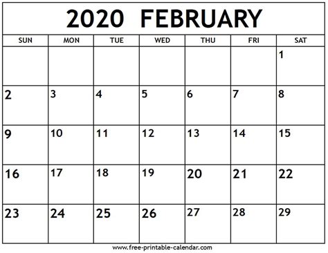 February 202 Calnedar Template Calendar Design