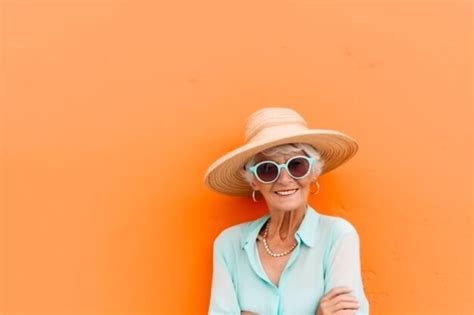 Premium Ai Image Happy Young Style Elderly Grandma With Orange