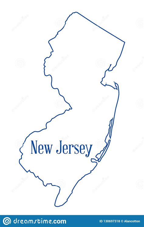 Mapa Del Esquema Del Estado De New Jersey Stock De Ilustración