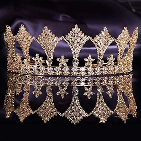 Cubic Zirconia Cz Luxury Tall Tiaras Gold Wedding Bridal Crowns Pageant Birthday Prom Party