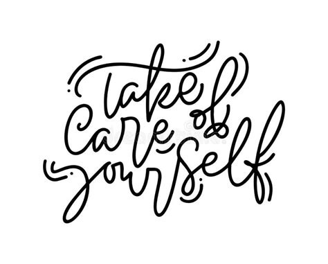 Take Care Of Yourself Vector Calligraphy Lettering Text Coronavirus