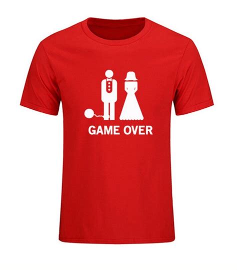 Game Over Marriage Ball And Chain Funny Wedding T T Shirts Mens