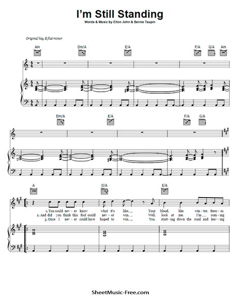Im Still Standing Sheet Music Elton John ♪ Sheetmusic Freecom