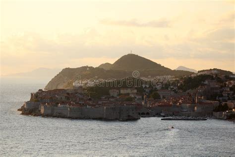 Old Town Of Dubrovnik At Sunset Time Croatia Stock Image Image Of