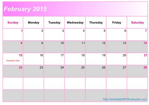February 2015 Calendar Free Large Images