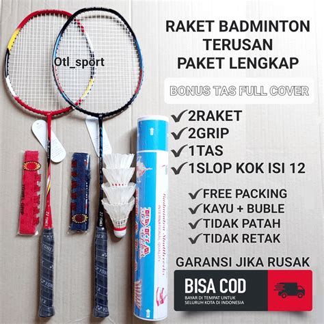 Jual Raket Badminton Murah Paket Lengkap Bisa Cod Bonus Shuttlcock Grip Tas Shopee Indonesia
