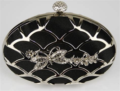 Wholesale Black Box Clutch Bag With Crystal Clasp