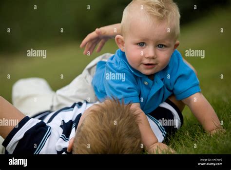 Two Children Playing Together Stock Photo Alamy