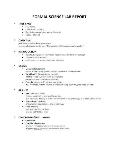 Science Lab Report Template 1 Professional Templates Lab Report