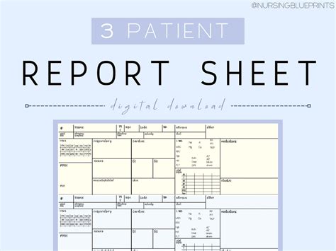 3 Patient Nurse Report Sheet Etsy