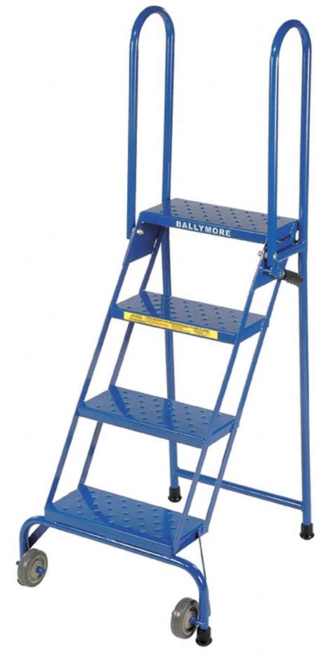 Ballymore 4 Step Folding Rolling Ladder Perforated Step Tread 60 In
