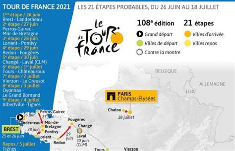 El tour de francia 2021 comenzará el sábado 26 de junio, en lugar del viernes 2 de julio, y ese fue de hecho el motor principal del cambio con respecto a el tour de francia, que en 2019 partirá desde bruselas para conmemorar el 50º aniversario del primer triunfo en la grande boucle de eddy merckx. Tour de France 2021 route leaked
