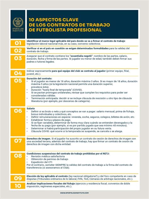 aspectos clave de los contratos de trabajo de futbolista profesional sports law institute pdf