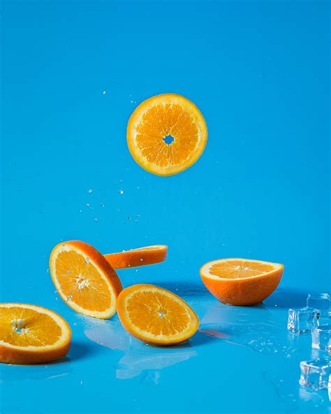 Hd Wallpaper Sliced Orange Juice Citrus Fruit Food And Drink Blue
