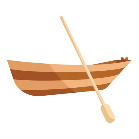 Wooden Boat With Paddle Icon Cartoon Style 14694775 Vector Art At Vecteezy
