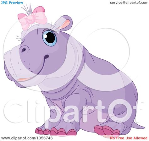 Royalty Free Vector Clip Art Illustration Of A Cute Baby Female Hippo